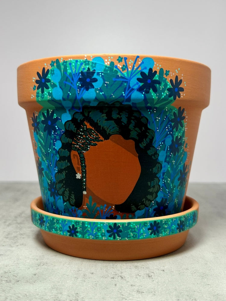 Macetas de terracota pintadas a mano: maceta de 3" con platillo a juego