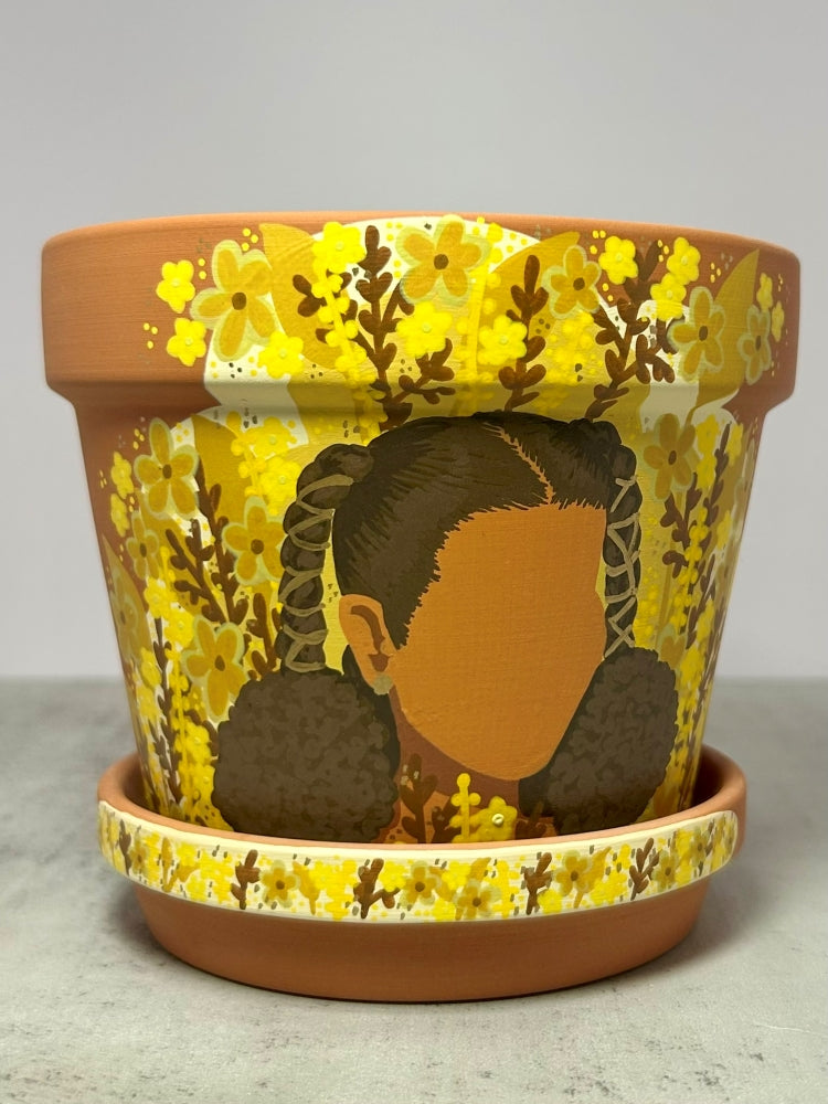 Macetas de terracota pintadas a mano: maceta de 3" con platillo a juego