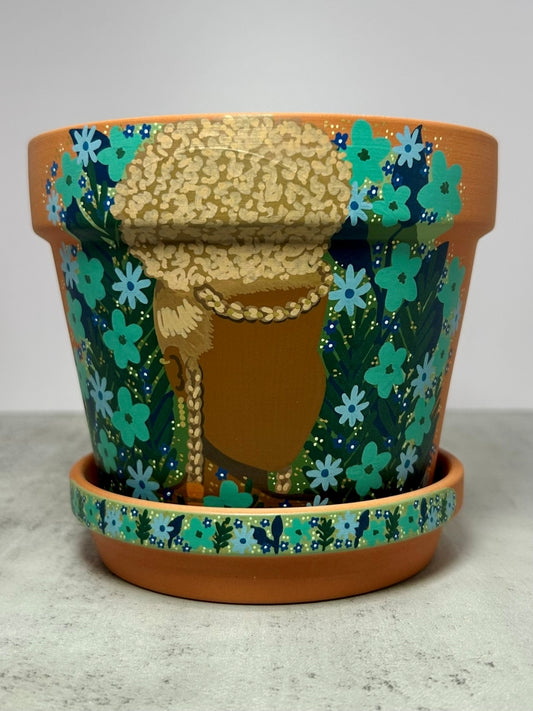 Macetas de terracota pintadas a mano: maceta de 3" con platillo a juego