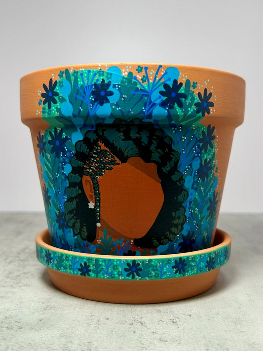 Macetas de terracota pintadas a mano: maceta de 3" con platillo a juego