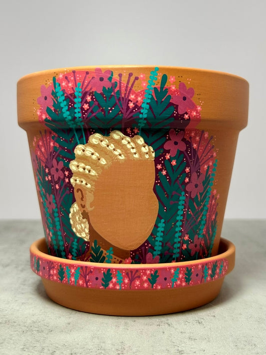 Macetas de terracota pintadas a mano: maceta de 3" con platillo a juego