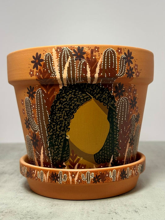 Macetas de terracota pintadas a mano: maceta de 3" con platillo a juego