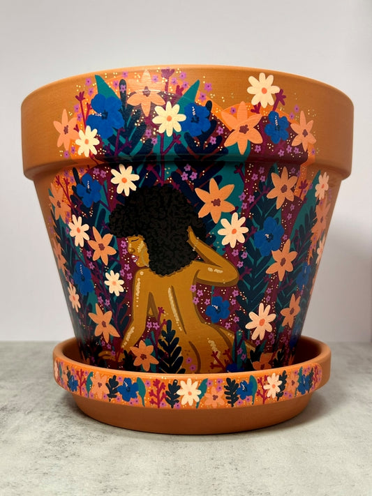 Macetas de terracota pintadas a mano: maceta de 3" con platillo a juego