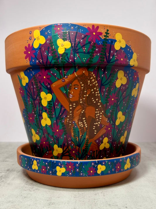 Macetas de terracota pintadas a mano: maceta de 3" con platillo a juego