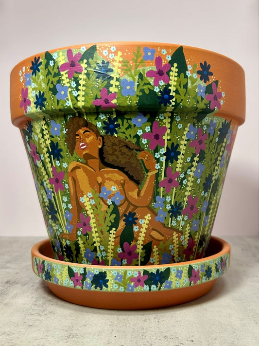 Macetas de terracota pintadas a mano: maceta de 3" con platillo a juego