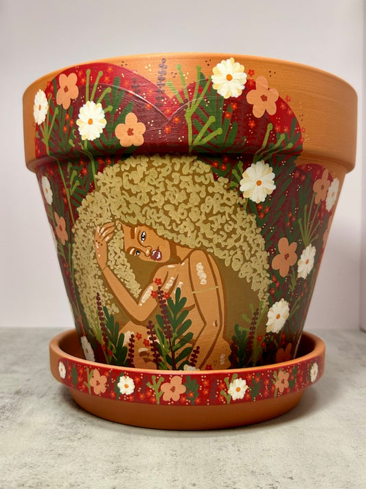 Macetas de terracota pintadas a mano: maceta de 3" con platillo a juego