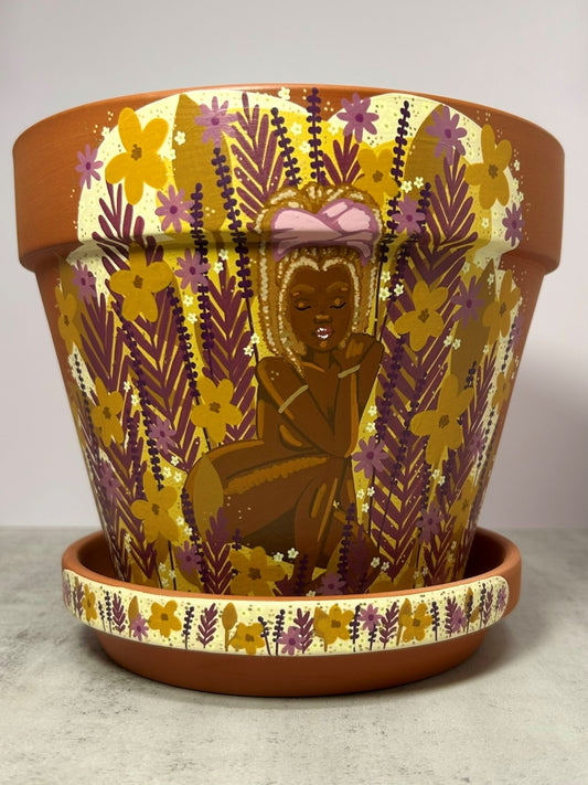 Macetas de terracota pintadas a mano: maceta de 3" con platillo a juego