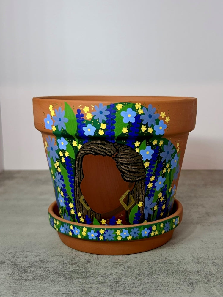 Macetas de terracota pintadas a mano: maceta de 3" con platillo a juego