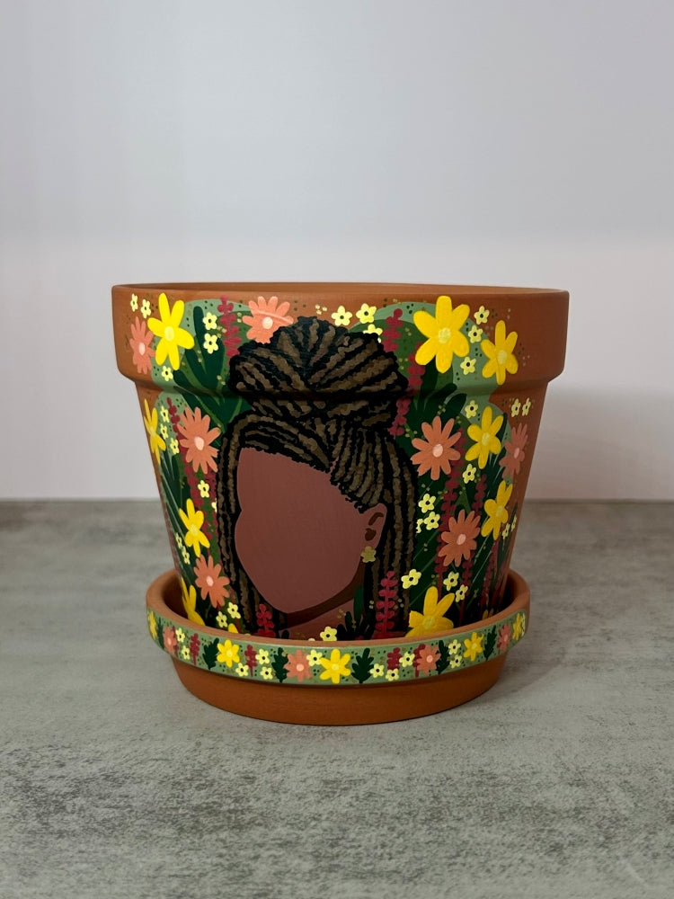 Macetas de terracota pintadas a mano: maceta de 3" con platillo a juego