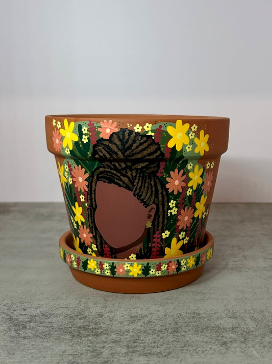 Macetas de terracota pintadas a mano: maceta de 3" con platillo a juego