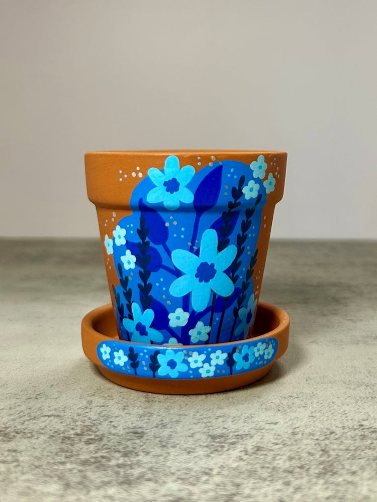 Mini Hand Painted Terracotta Flowerpots – Black Daisy Art Studios
