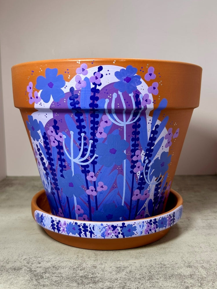 Macetas de terracota pintadas a mano: maceta de 3" con platillo a juego