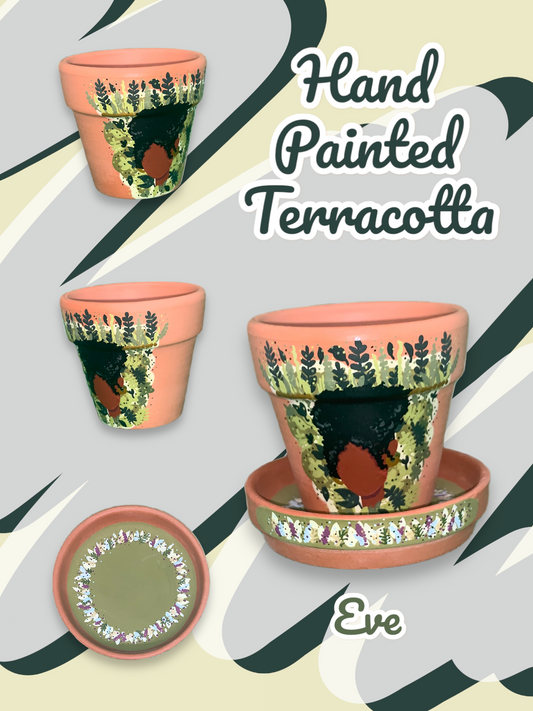 Hand Painted Terracotta Flowerpots - Abstract Faces